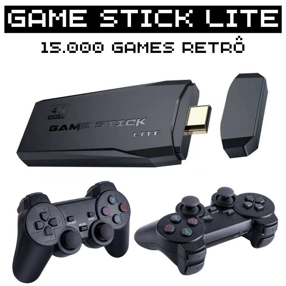Game Stick Lite 15.000 Games Retrô + 2 Controles